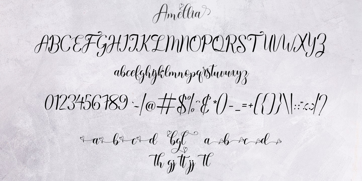 Ejemplo de fuente Amellia Script #2